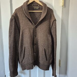 Vintage Geiger of Austria Wool Cardigan Classic Alpine Knit Sweater Brown Sz XL